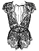 Anyou Womens Lingerie V-Neck Lace Bodysuit Mini Babydoll Featuring Plunging Eyelash Size XS-XXL