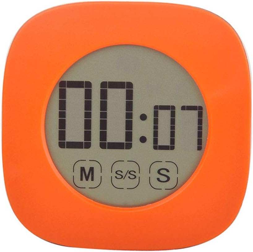 Kitchen Timer, INRIGOROS Touch Screen Digital Cooking Timer, Large Display, Strong Magnet Back, Loud Alarm, 24-Hour Display Clock, Count Up Count Down for Cooking barbecue Sports Games Office (Orange)