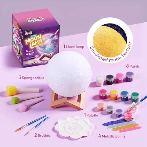 Klever Kits Craft Moon Lamp Painting Set, DIY Moon Lamp Painting Set Creative Set for Children, Craft Set Children from 6 7 8 9 10 11 12 Years, Gifts for Girls 6-12 Years, 3D Painting Night Light