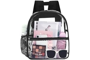 YXQSED Clear Backpack Stadium Approved - Clear Mini Backpack 12x12x6 for Women Stadium Concert Work Sport Black