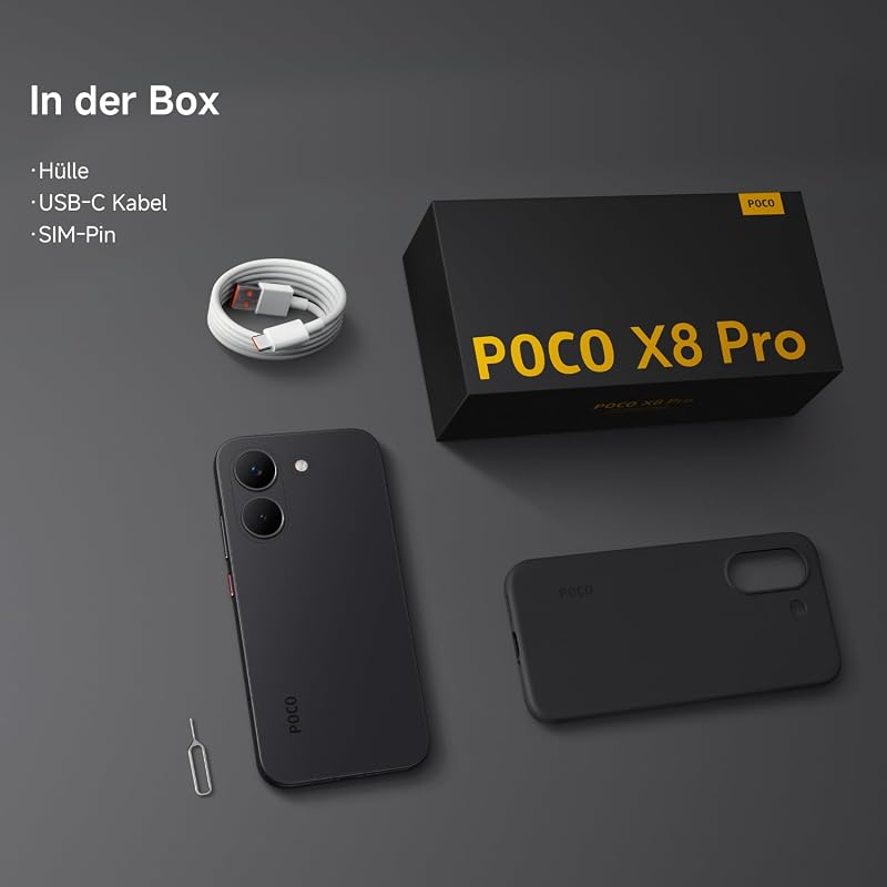 Poco X8 Pro Smartphone 12GB+512GB, Dimensity 8500-Ultra Prozessor, 6500mAh Akku, Ultra-helles AMOLED Display, 50MP Sony IMX882 Hauptkamera mit OIS, Weiß, 3 Jahre Garantie