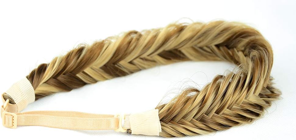 BOBIYA Wide Fishtail Synthetic Hair Braided Headband Plaited Headband for Women Girl (Highlighted) - Image 5