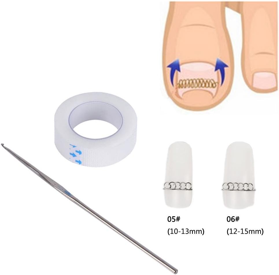 Ownsig 3pcs Durable Ingrown Foot Toenail Correction Crochet Hook Sticker Wire Pedicure Kit Foot Care Tool 05#(10-13mm)
