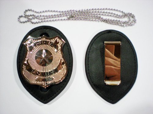 Police Clip on Leather Badge