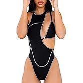 Pinwe Women's Cut Out Bodysuit Tank Top Spaghetti Strap Bra Bodycon Jumpsuits