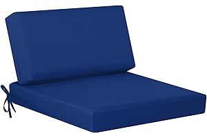 idee-home Outdoor Cushions for Patio Furniture, Outdoor Seat Cushion, Waterproof Couch Hampton Bay Deep Seat Replacement Chair Cushions for Garden Lawn Backyard Deck, 26.5 x 26.5 Navy Bue