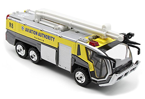 Ailejia Airport Diecast Fire Truck Engine Pullback Friction Toy Engineering vehicle fire truck model (yellow)