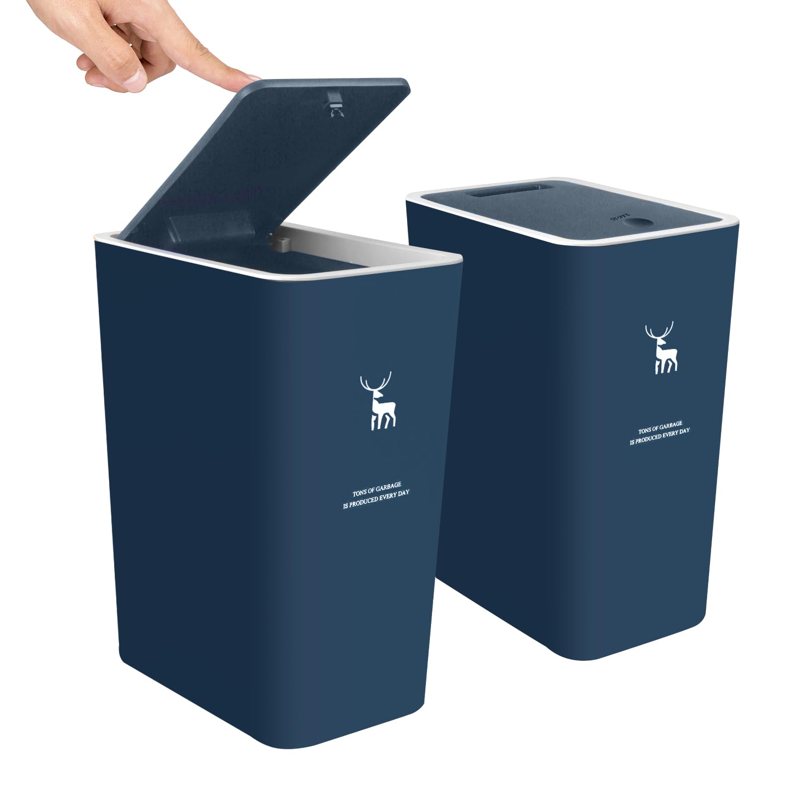 XPIY Trash Can with Lid, 2 Pack 4 Gallons/15 Liters