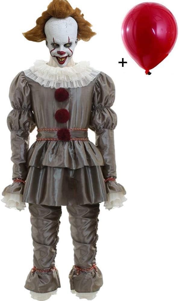 BIRDEU Halloween the Dancing Clown Cosplay Costume Deluxe Outfit Men full Suit with Red Balloon Accessories for Adult…