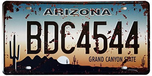 ERLOOD Arizona BDC4544 Retro Vintage Auto License Plate Tin Sign Embossed Tag Size 6 X 12