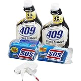Formula 409 Stone & Steel Cleaner Spray and S.O.S All Surface Scrubber Sponge Value Pack