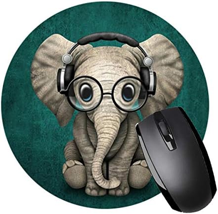Mouse Pad, Pretty Mouse Pads with Green Elephant Design, Premium-Textured Non-Slip Rubber Base Mouse Pads, Gaming Round Mouse Pads for Computers Laptop, 7.87 x 7.87 Inch