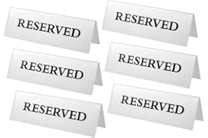 WRITWAA Acrylic Reserved Table Tent Signs 6pcs 15x5cm White Black Lettering Freestanding for Restaurant Wedding Event Seating