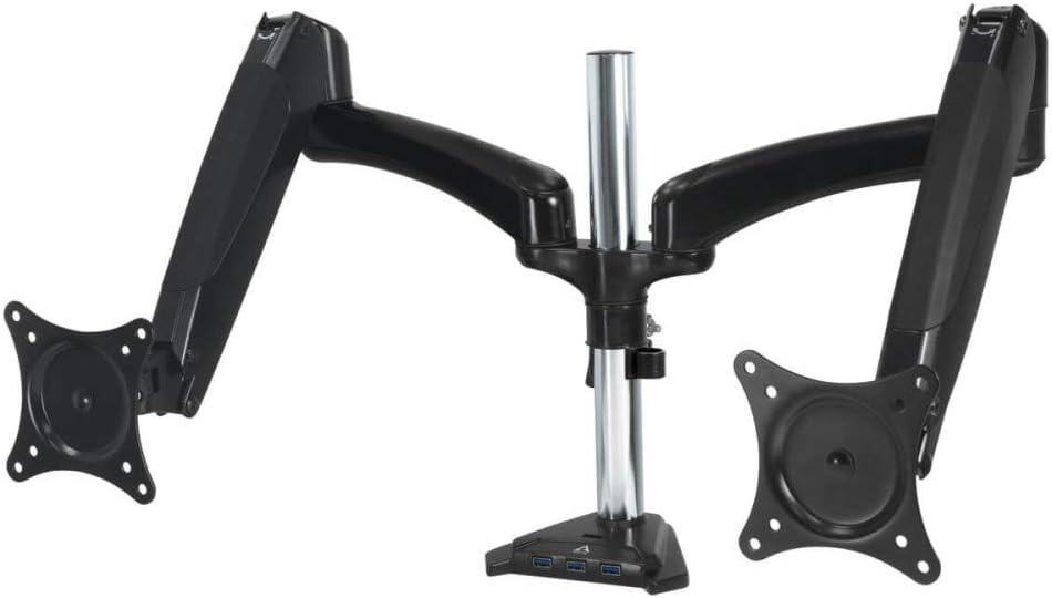 ARCTIC Z2-3D - Gas Assisted Dual Monitor Arm with Powered 4-Port SuperSpeed USB Hub, Holds up to 32"/29" Ultrawide Screens, VESA 75 / 100, Monitor Display Mounting - Black