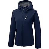 FARVALUE Womens Lightweight Softshell Jacket Hooded Waterproof Windproof Coat Fleece Lined Insulated Winbreaker Hiking