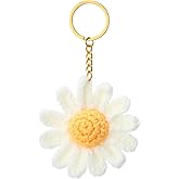 Mabor Flower Keychain, Cute Crochet Keychain Flower Bag Charms for Women Handmade Daisy Floral Keyring Decor Gifts Purse Boho Accessorie for Purse, Handbag Bag, Earphone Case Women