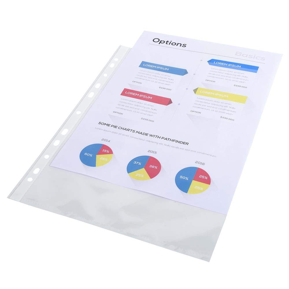 EXACOMPTA Pack of 100 perforated A4 pockets in smooth polypropylene 6/100e crystal-transparent