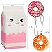 Outee Jumbo Slow Rising Squishy Kawaii Cat Milk Bag Bottle Scented Slow Rising Squishy Squeezed Doughnut Toy Kawaii Donuts Soft Squishy Donuts Cell Phone Charms Soft Squishy Charms, 3 Pack