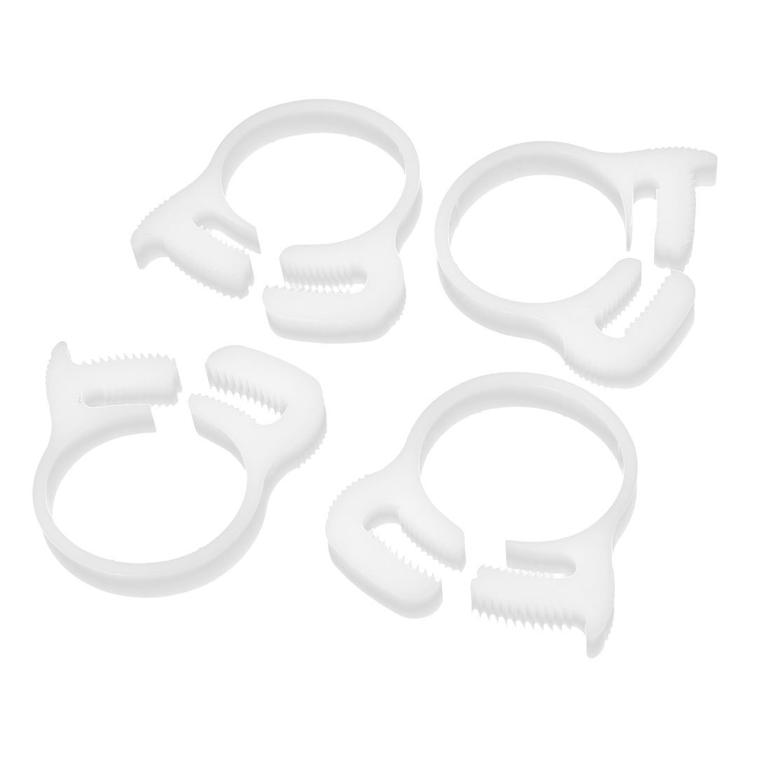 Sourcingmap 22.8mm-24.8mm Double Gripping Ratchet Type Plastic Hose Clamps Clips White 4 Pcs