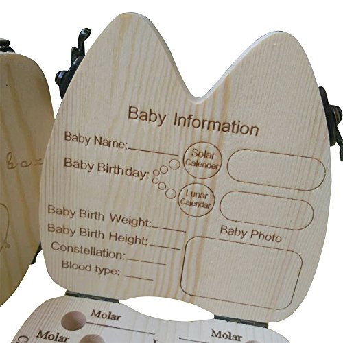 COCODE Wood Milk Tooth Keepsake Box Baby Children Save Teeth Storage Holder - Thumbnail 2