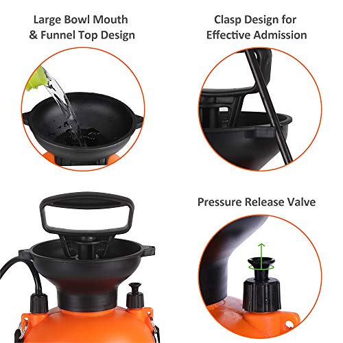image for GROWNEER 1.3 Gallon Portable Pump Pressure Sprayer with Pressure Relie