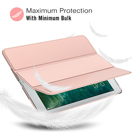 MoKo Case for iPad 9.7 2018/2017 - Slim Lightweight Smart Shell Stand Cover with Translucent Frosted Back Protector for Apple iPad 9.7 InchiPad 5, iPad 6, Rose GOLD (Auto Wake/Sleep)