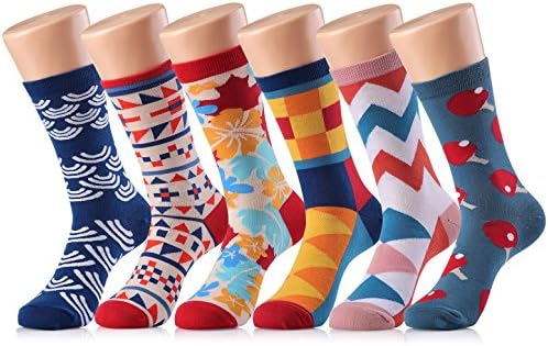 Men’s Art Patterned Colourful Funny Casual Combed Cotton Novelty Crazy Cool Socks Pack 2018 (Color 2)