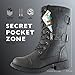 DailyShoes Women's Military Lace Up Buckle Combat Boots Mid Knee High Exclusive Credit Card Pocket, Twlight Black, 6 B(M)