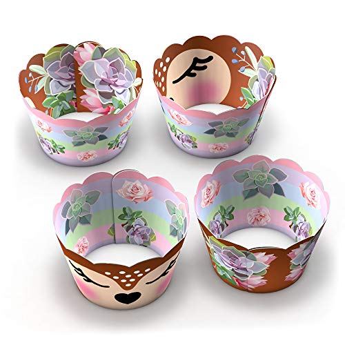 3 Woodland+Deer+Cupcake+Toppers+Wrappers