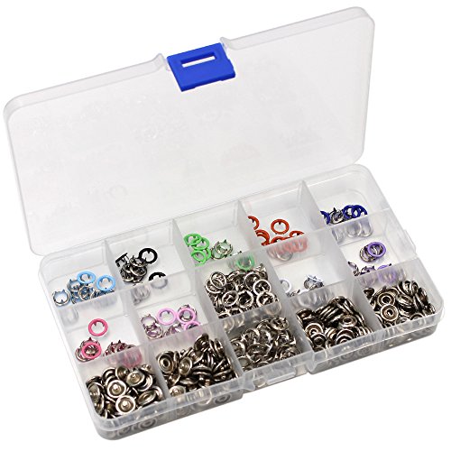 100PCS 9.5mm Prong Press Studs Open Ring No Sew Snaps Buttons Fasteners + Pliers