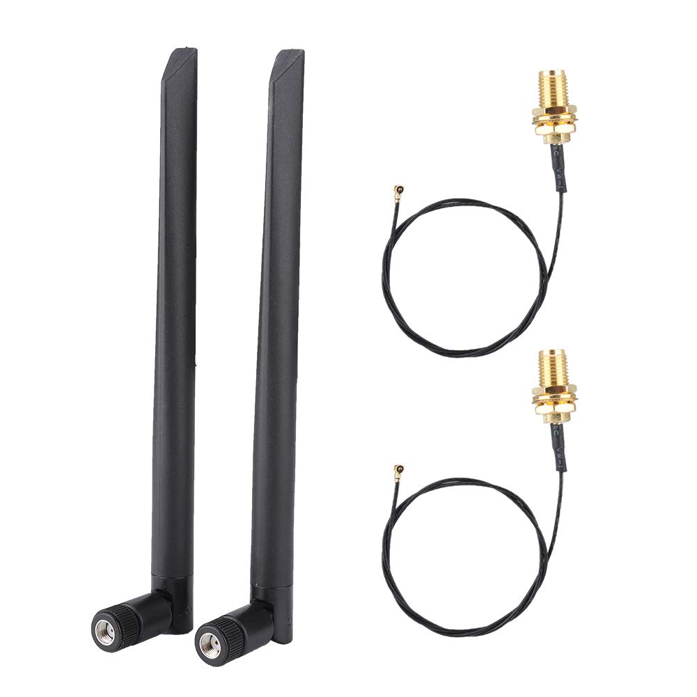 Kafuty 2PCS M.2/NGFF Network Card Cable and 2x 6DBi Antenna for INTEL 9260NGW /7265AC/9650AC /BCM94360 SMA Head Compatible with Various Network Card Modules