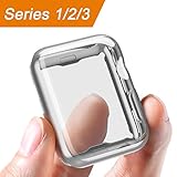Apple Watch 3 Case 42mm Screen Protector, SIRUIBO Soft Plated TPU Slim All-around Protective Bumper Cover for Apple iWatch Series 3 Series 2 Series 1 Edition Sport Nike+, Silver