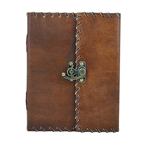 Great Christmas Gifts Leather Journal Diary Writing Notebook With Lock Personal Travel Diary Unlined Paper Sketchbook Doodle Art Book Recipe Book Organizer 8 x 6 Inches Anniversary Gifts