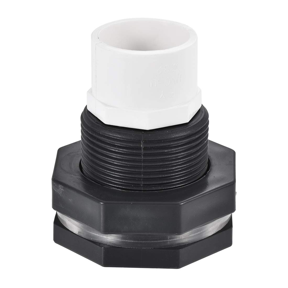 sourcing map Bulkhead Fitting, G1 Female 1.83" Male, Tube Adaptor Fitting, with Silicone Gasket and Pipe Connector, for Water Tanks, PVC, Gray White