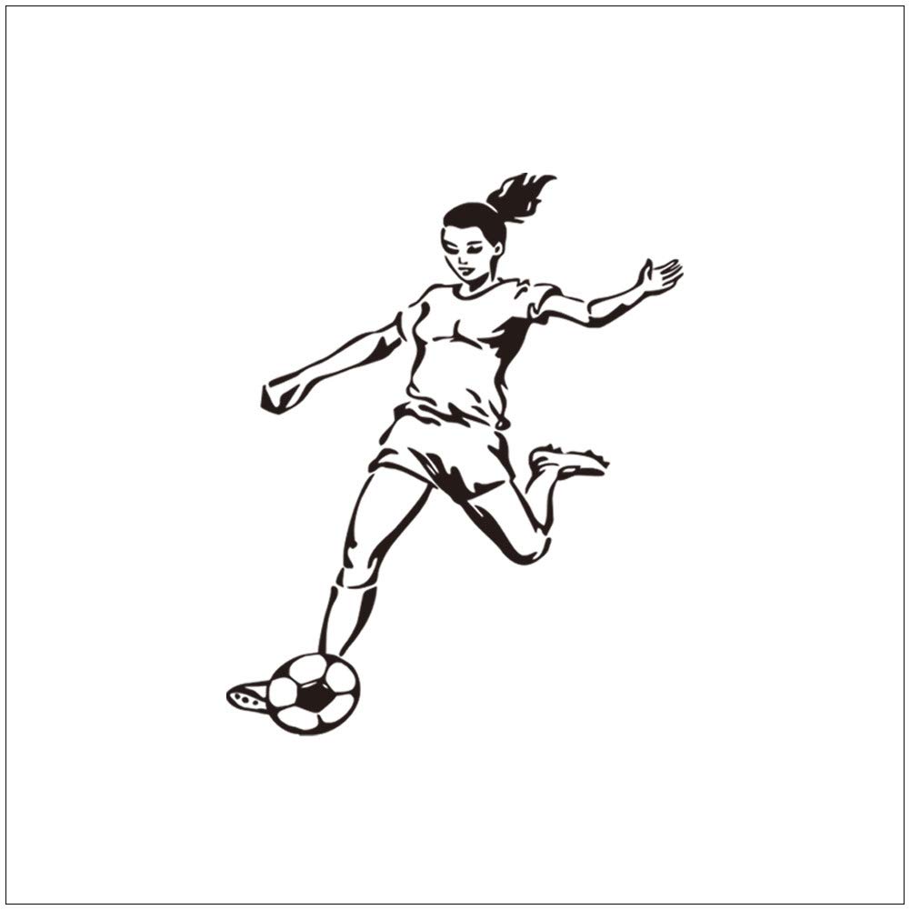 Playing Kicking Football Girl Wall Sticker