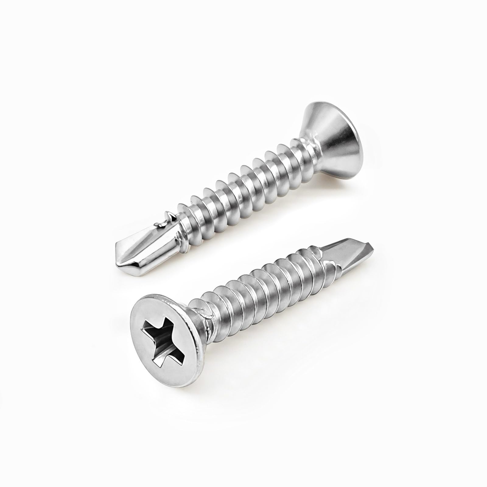 Photo 1 of #8 x 3/4" (100 Pack) Flat Head Phillips Drive Sheet Metal Screws, Stainless Steel 410 Self Drilling Screws,Countersun Head Fast Self-Tapping Screws for Metal, Plastic, Wood