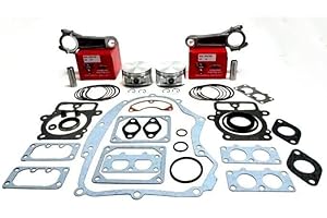 Lil Red Barn Engine Overhaul Kit Two Pistons,Connecting Rods, and Complete Gasket Kit Compatible with Briggs & Stratton 44 Cubic Inch V Twin Intek Engines #792023 Pistons, silver