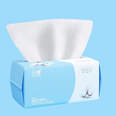 Rouceyxin Cotton Facial Dry Wipes 100 Count Multi-Purpose Face Towels