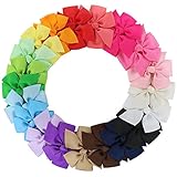 Overfeel 20pcs Grosgrain Ribbon Bowknot Hairpin Headdress Alligator Hair Clip for Baby Girls Kids Children
