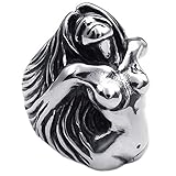 KONOV Vintage Stainless Steel Angel Goddess Biker Mens Ring, Color Black Silver