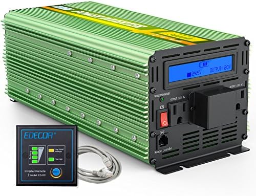EDECOA 3000W Power Inverter DC 24V to AC 110V Car RV Power Converter with LCD Display and Remote Controller