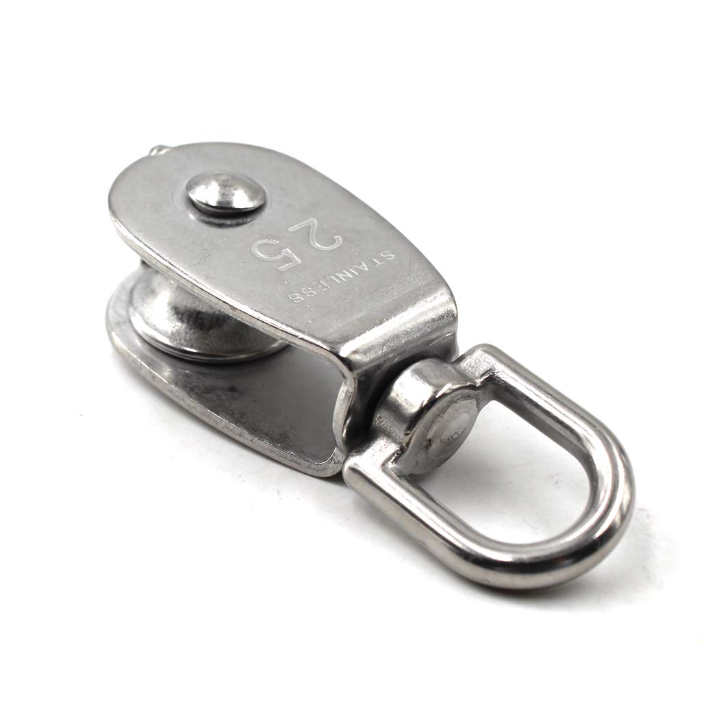 M25 Wire Rope Single Pulley Block 304 Stainless Steel Roller Pulley Bearing Roller Pack of 2 Loading:150KG - Image 3