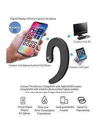 Auriculares Bluetooth sin tapón para los oídos, 1 par de auriculares inalámbricos con gancho para los oídos, cancelación de ruido, manos libres con micrófono para correr o conducir en un negocio.