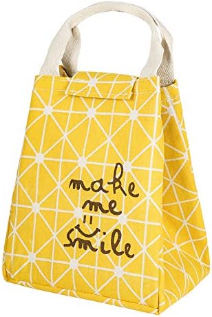 fanshiontide 1 Pack Foldable Lunch Cooler Bag Portable Insulated Lunch Tote Bag Wide Open Insulated Lunch Box Bag for Students and Adults at School Office Picnic(H04)