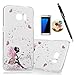Samsung Galaxy S7 Edge Case Clear Colorful Case Cute Pink Butterfly Fairy Flowers Design Ultra Slim-Fit Easy Makeup PC Bumper Cover & HD Screen Protector Diamond Dust Plug Stylus Pen by Badalink