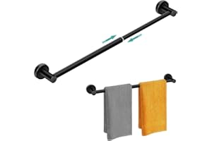 MGahyi Towel Racks for Bathroom-Adjustable Towel Holder(13.18inch-24inch) Sturdy and Rustproof Towel Bar Wall Mounted, Single Towel Bar Rod for Bathroom Accessories(1Pack,Black)