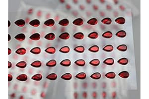 ALLSTARCO Teardrop Self Adhesive Acrylic Rhinestones Plastic Face Gems Stick On Body Jewels for DIY Cards and Invitations Crafts Bling Sticker - 5 Sheets - 250PCS (6x4mm Red Ruby)