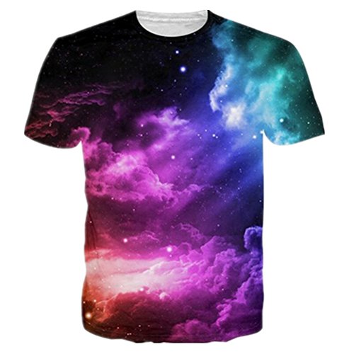 Uideazone 3d Print Galaxy Cluster Short Sleeve Shirt Men Women Graphic Tees