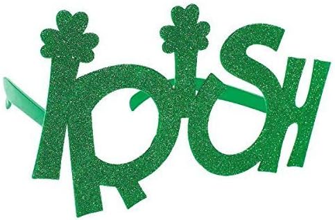 Fun CUTE St. Patrick's Day "Irish" Shaped Glitter Eye Glasses Costume (1 Piece), Green, 5.1" x 6.9"