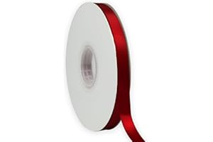 IEDASING'S CHOICE Red Ribbon 3/8 Inch x 50 Yards Satin Ribbon Continuous, Single Face, for Crafts, Gift Wrapping, Floral Bouquet, Weddings, and Decorations, with Spool